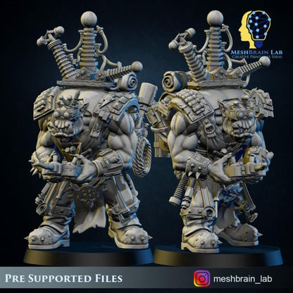 ORK BIG MEK Mad Hobbyst with bomb pets | Orks | 32mm | Meshbrain Labs