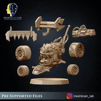 ORK BIG MEK Mad Hobbyst with bomb pets | Orks | 32mm | Meshbrain Labs