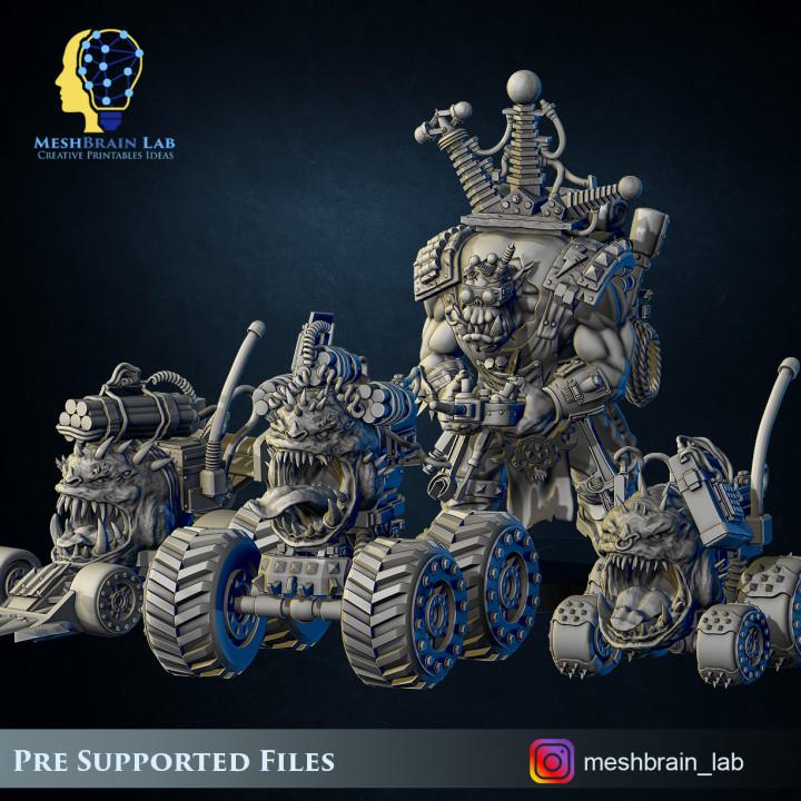 ORK BIG MEK Mad Hobbyst with bomb pets | Orks | 32mm | Meshbrain Labs