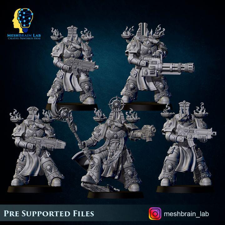 Marine Reapers of the thousand souls Squad | Chaos | 32mm | Meshbrain Labs