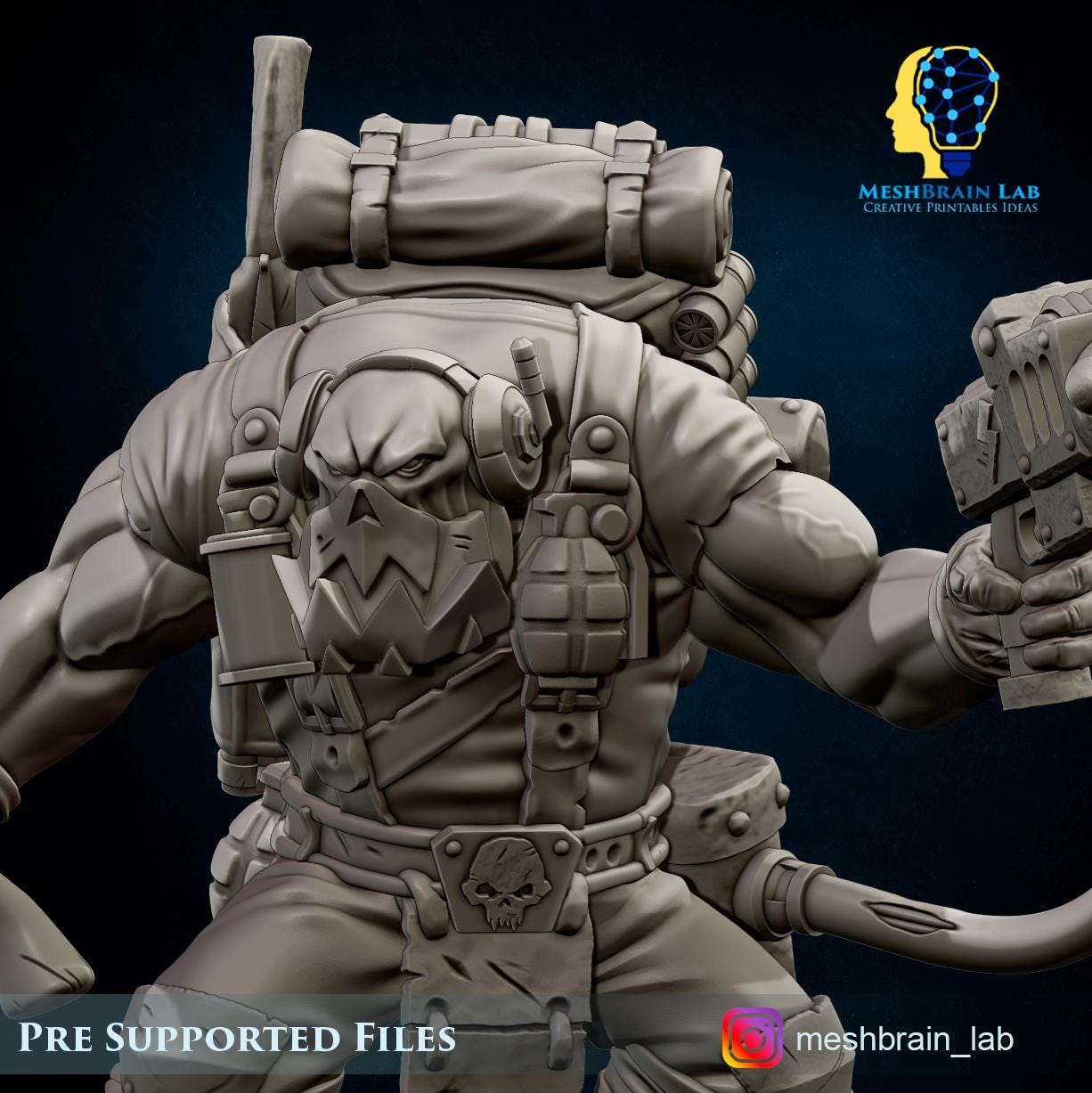 Ork Kommando with Energy Gun | Orks | 32mm | Meshbrain Labs