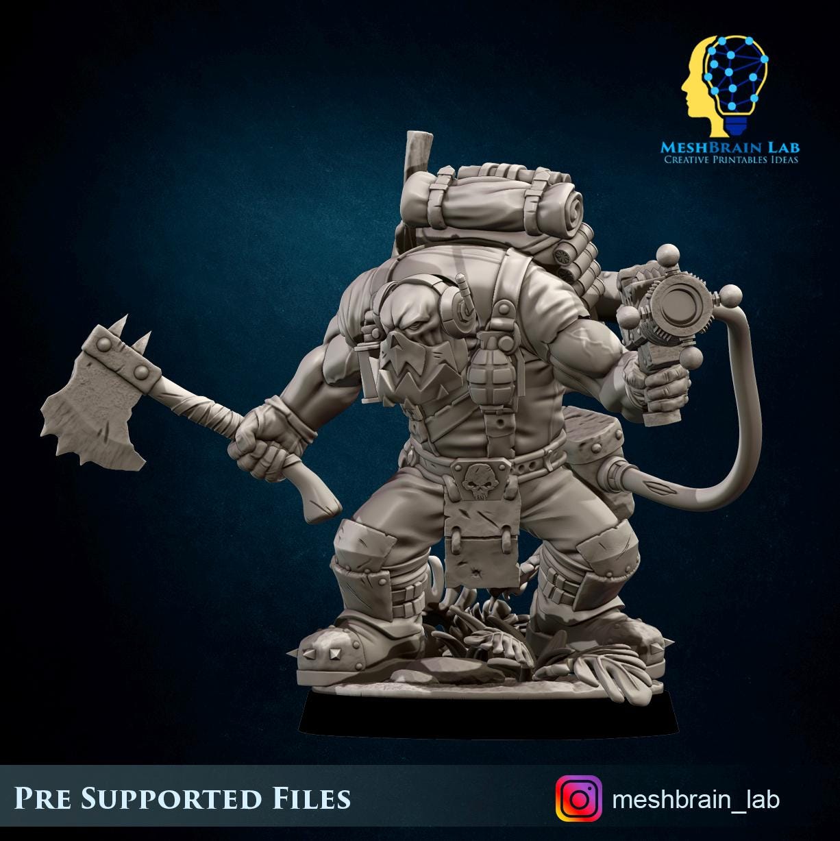 Ork Kommando with Energy Gun | Orks | 32mm | Meshbrain Labs