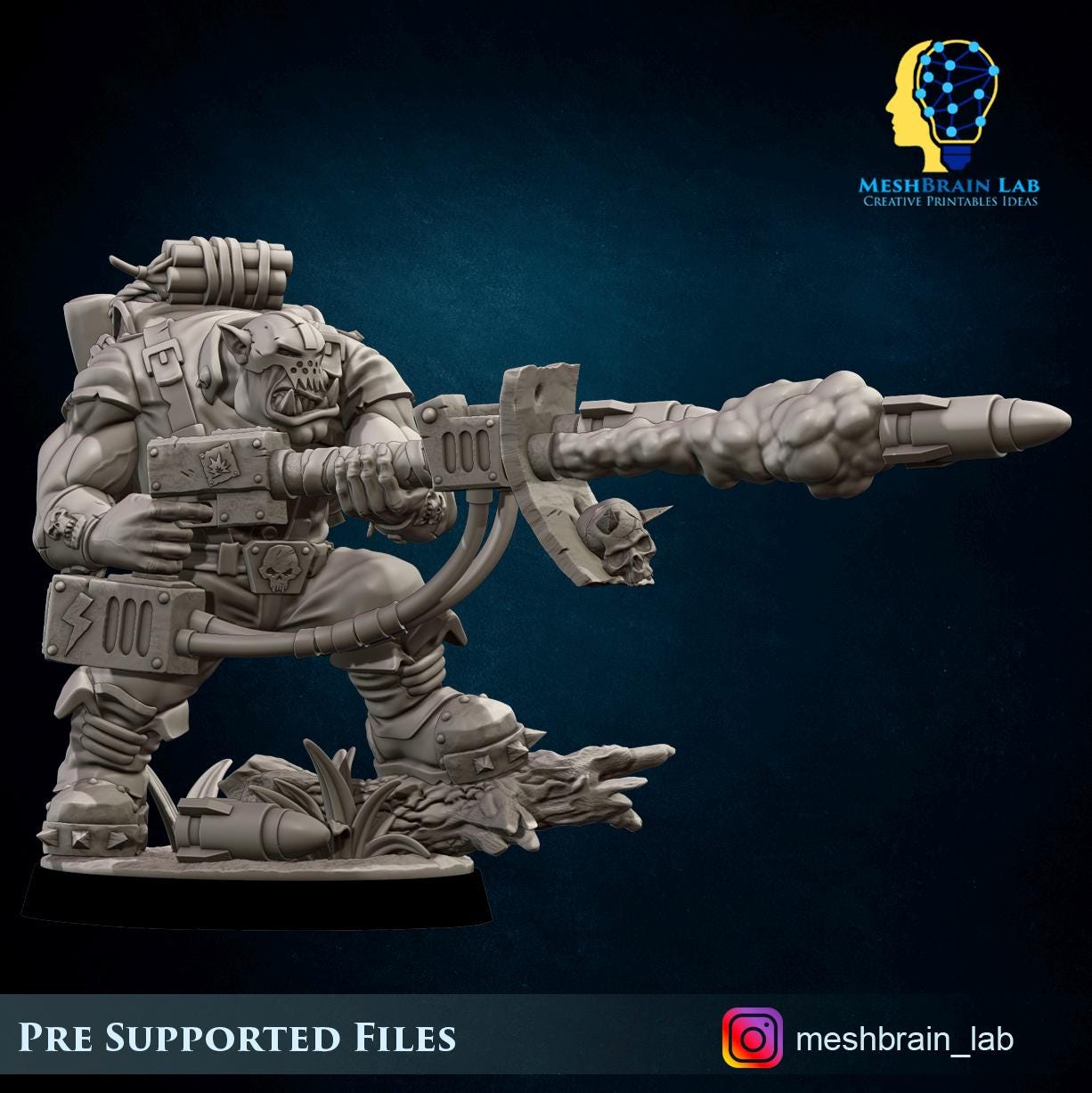 Ork Kommando with Rocket Launcher | Orks | 32mm | Meshbrain Labs