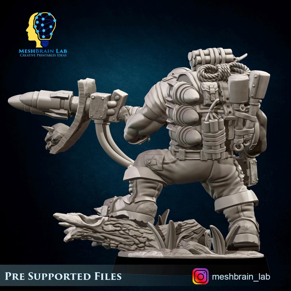 Ork Kommando with Rocket Launcher | Orks | 32mm | Meshbrain Labs