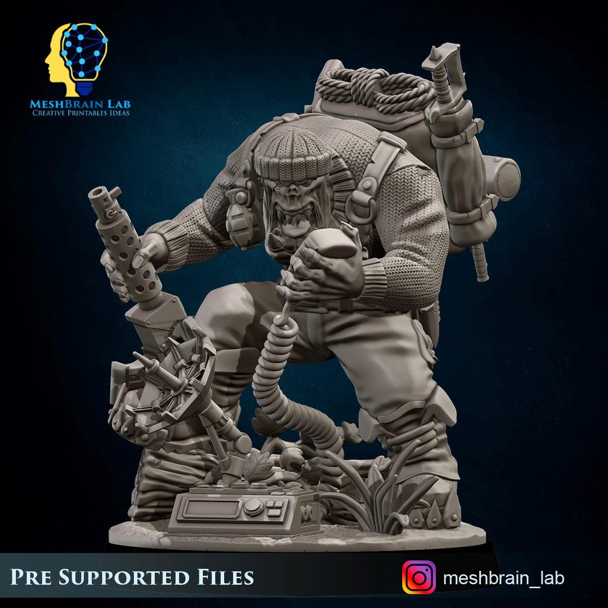 Ork Kommando Radio operator | Orks | 32mm | Meshbrain Labs