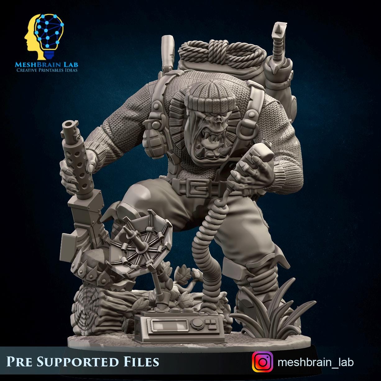 Ork Kommando Radio operator | Orks | 32mm | Meshbrain Labs
