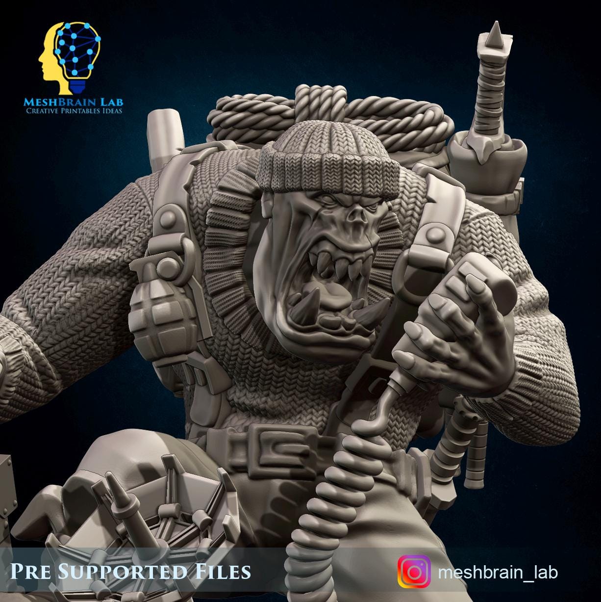 Ork Kommando Radio operator | Orks | 32mm | Meshbrain Labs