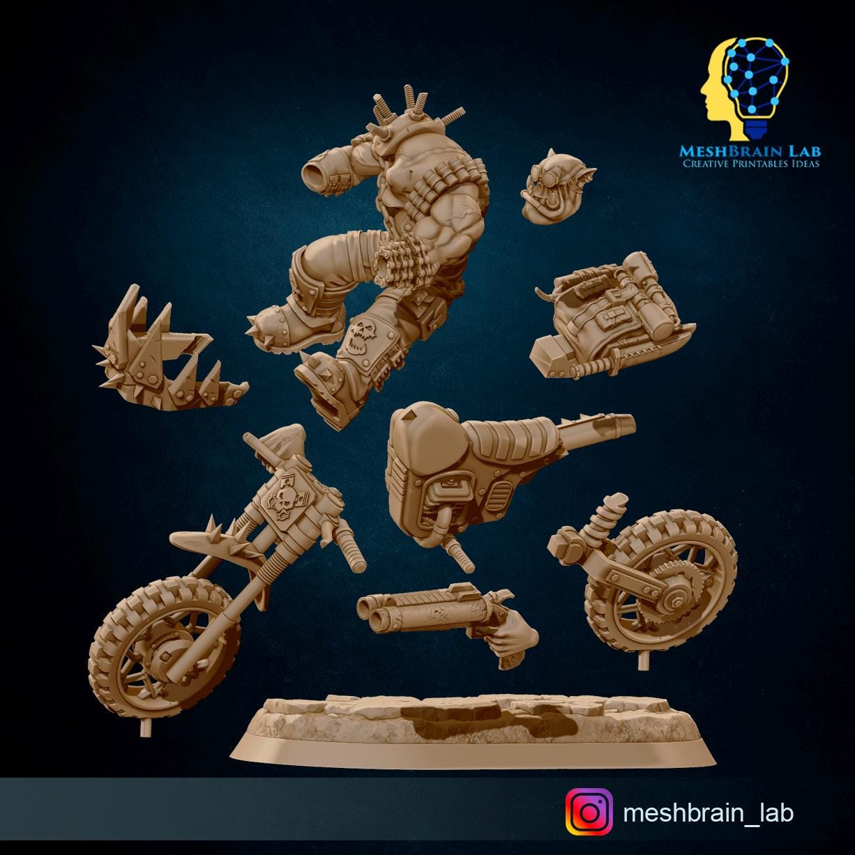 Wasteland Biker Orks Squad | Orks | 32mm | Meshbrain Labs