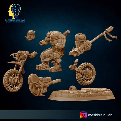 Wasteland Biker Orks Squad | Orks | 32mm | Meshbrain Labs