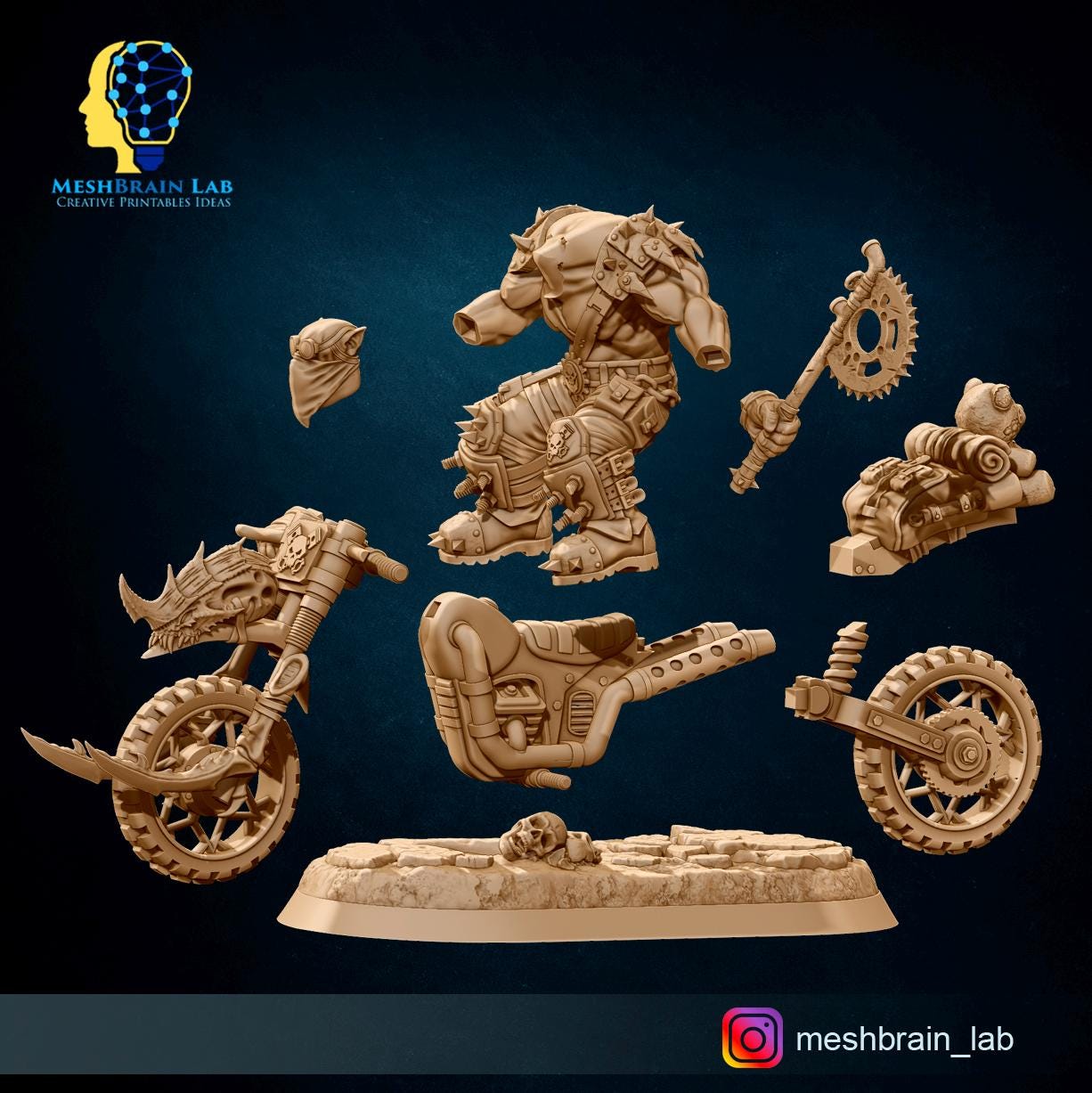 Wasteland Biker Orks Squad | Orks | 32mm | Meshbrain Labs