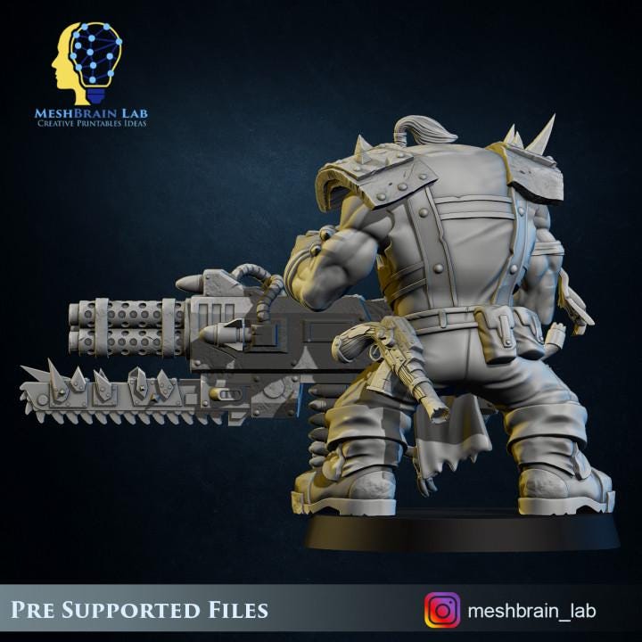 Pirate Ork With Big Bada Boom Weapon 2 | Orks | 32mm | Meshbrain Labs