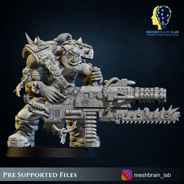 Pirate Ork With Big Bada Boom Weapon 2 | Orks | 32mm | Meshbrain Labs