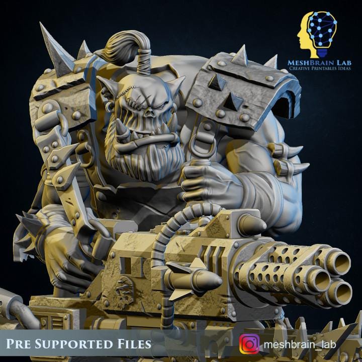 Pirate Ork With Big Bada Boom Weapon 2 | Orks | 32mm | Meshbrain Labs