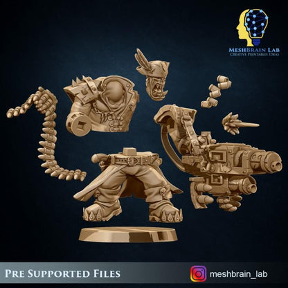 Pirate Ork With Big Bada Boom Weapon 1 | Orks | 32mm | Meshbrain Labs