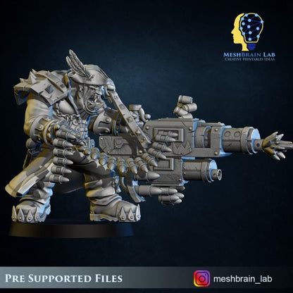 Pirate Ork With Big Bada Boom Weapon 1 | Orks | 32mm | Meshbrain Labs