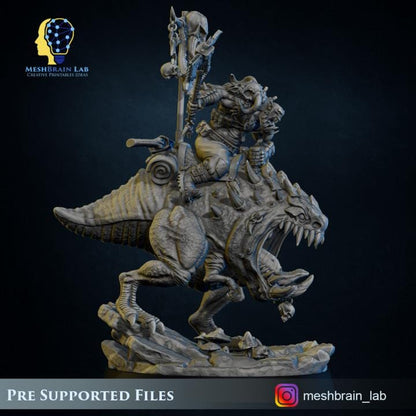 Ork Beast Hunter Warboss on colossal Mount | Orks | 32mm | Meshbrain Labs