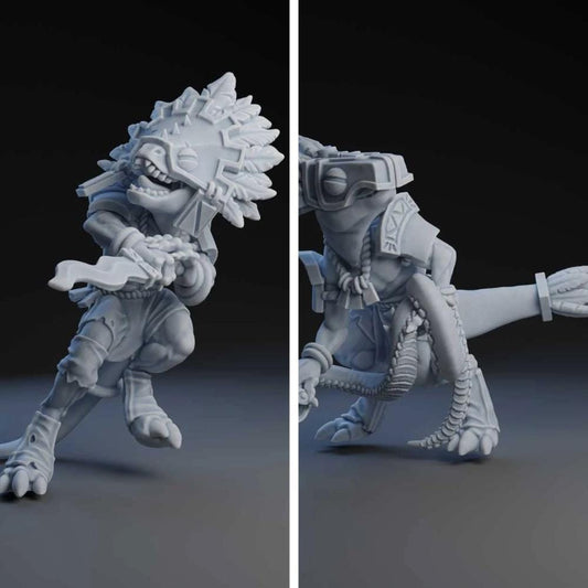 Lizard Twin Star Players | Blood | Fantasy Football | Bowl | Lizardmen Team | Brutefun Miniatures