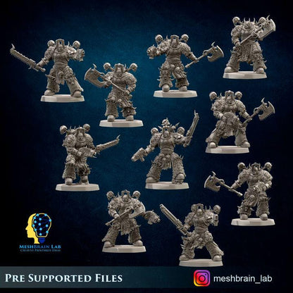 Doom Marines Berserkers Squad | Chaos | 32mm | Meshbrain Labs
