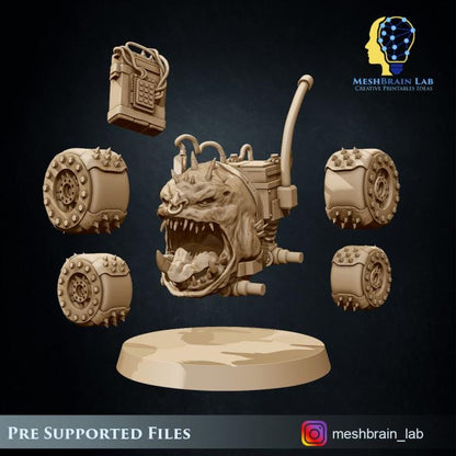 ORK BIG MEK Mad Hobbyst with bomb pets | Orks | 32mm | Meshbrain Labs