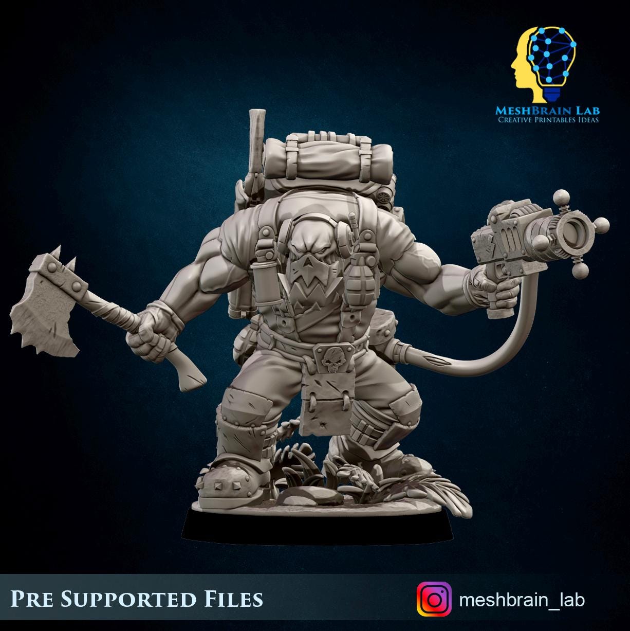 Ork Kommando with Energy Gun | Orks | 32mm | Meshbrain Labs