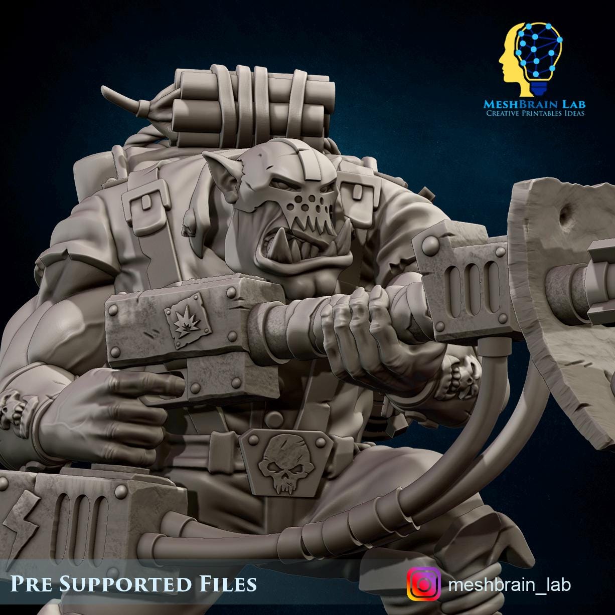 Ork Kommando with Rocket Launcher | Orks | 32mm | Meshbrain Labs