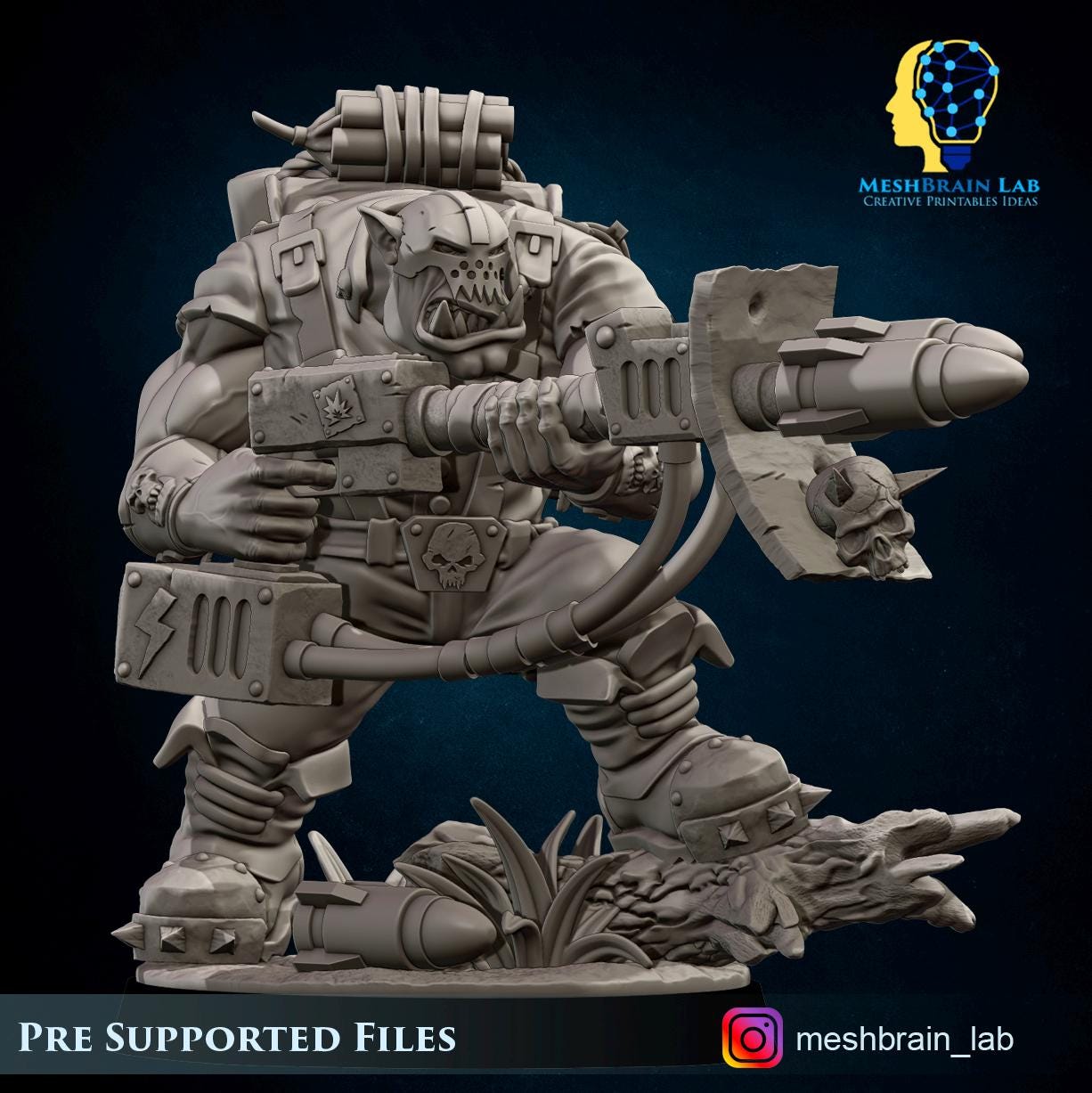 Ork Kommando with Rocket Launcher | Orks | 32mm | Meshbrain Labs