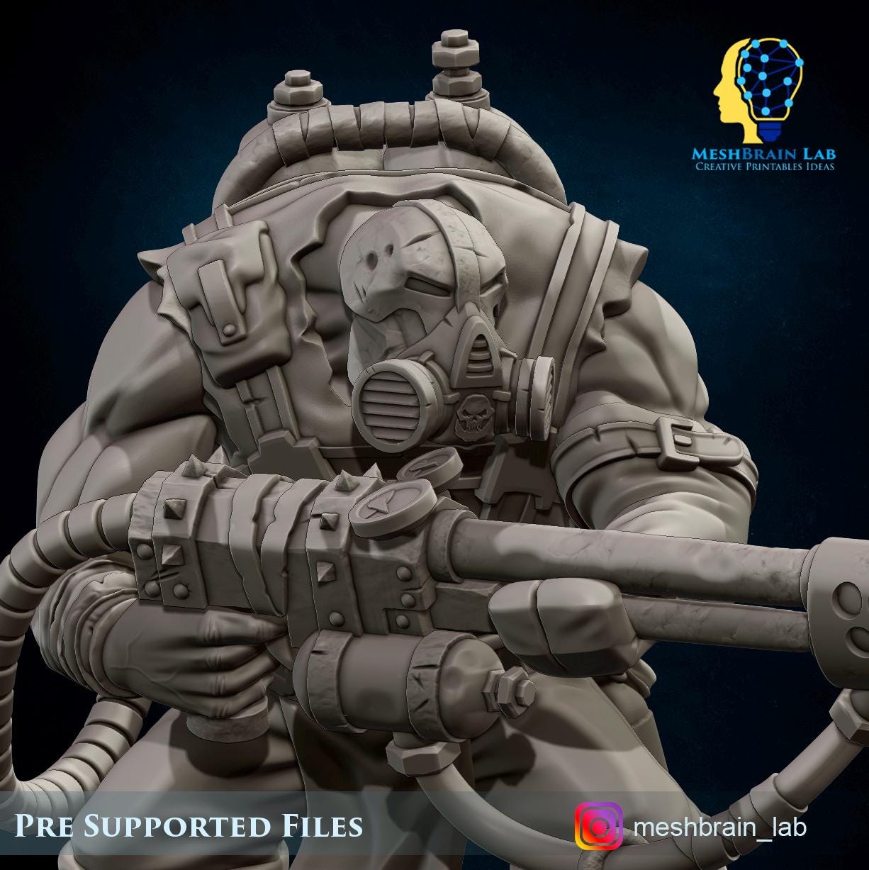 Ork Kommando with Flamethrower | Orks | 32mm | Meshbrain Labs