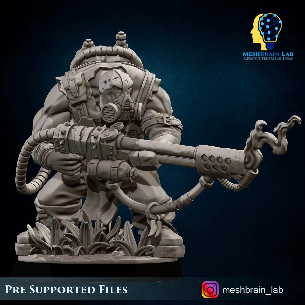 Ork Kommando with Flamethrower | Orks | 32mm | Meshbrain Labs