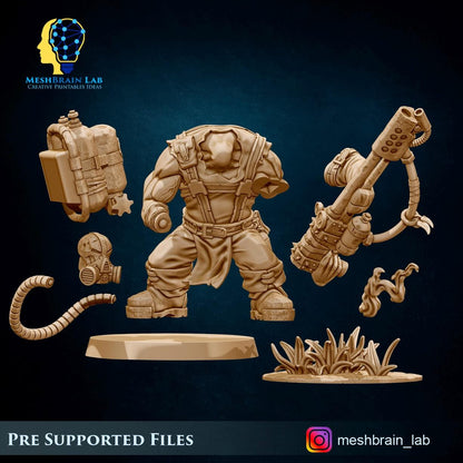 Ork Kommando with Flamethrower | Orks | 32mm | Meshbrain Labs