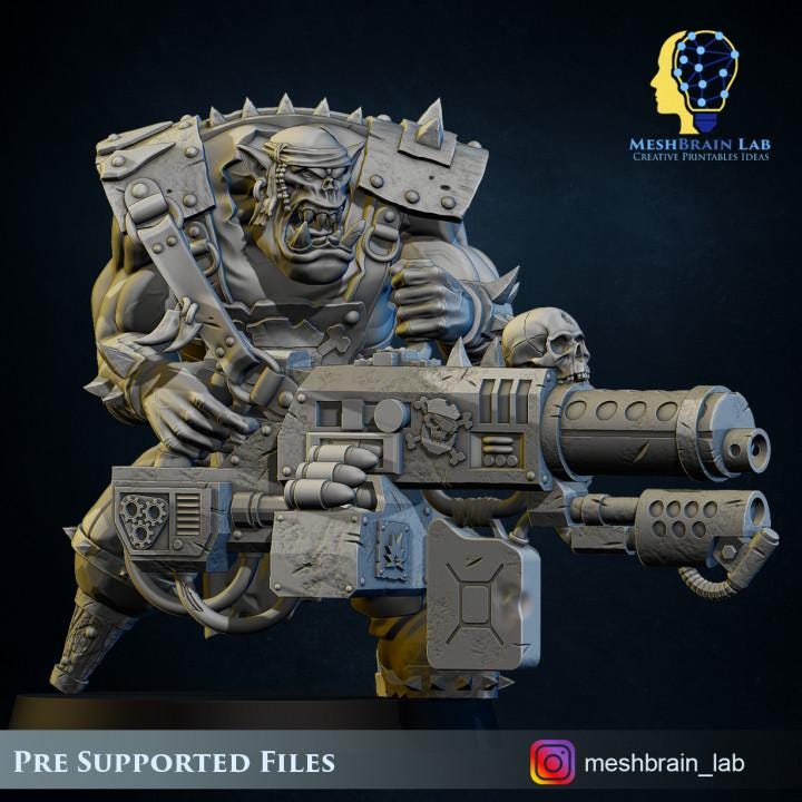 Pirate Ork With Big Bada Boom Weapon | Orks | 32mm | Meshbrain Labs