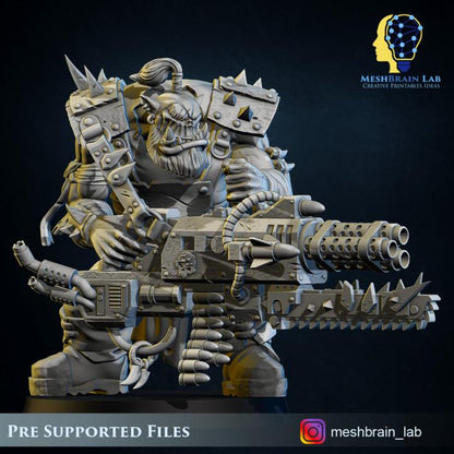 Pirate Ork With Big Bada Boom Weapon 2 | Orks | 32mm | Meshbrain Labs