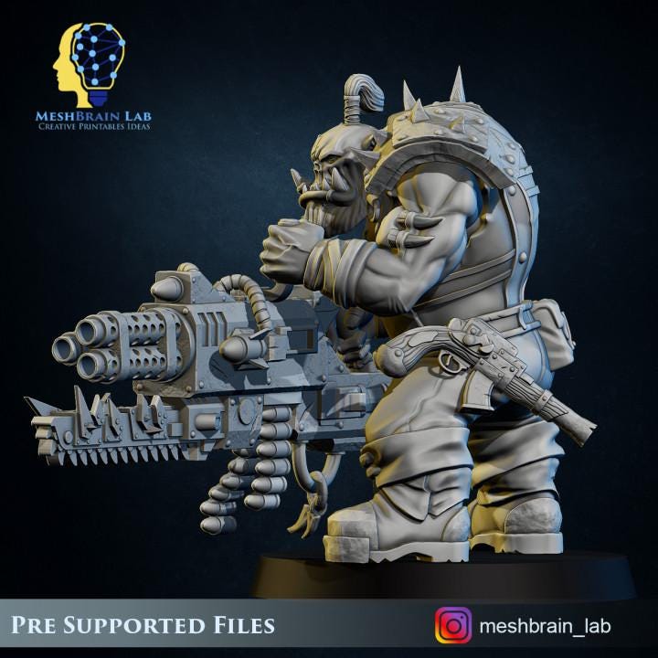 Pirate Ork With Big Bada Boom Weapon 2 | Orks | 32mm | Meshbrain Labs