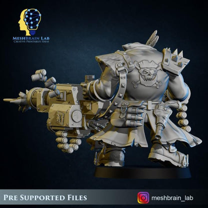 Pirate Ork With Big Bada Boom Weapon 1 | Orks | 32mm | Meshbrain Labs