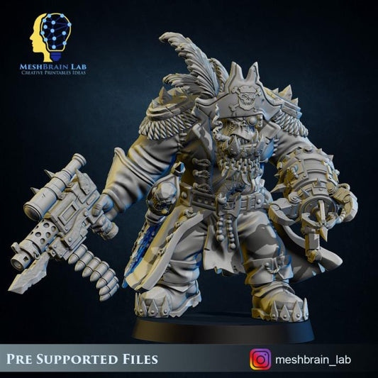 Ork Pirate warboss | Orks | 32mm | Meshbrain Labs