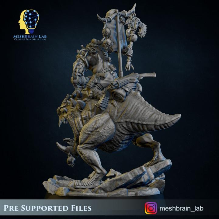 Ork Beast Hunter Warboss on colossal Mount | Orks | 32mm | Meshbrain Labs