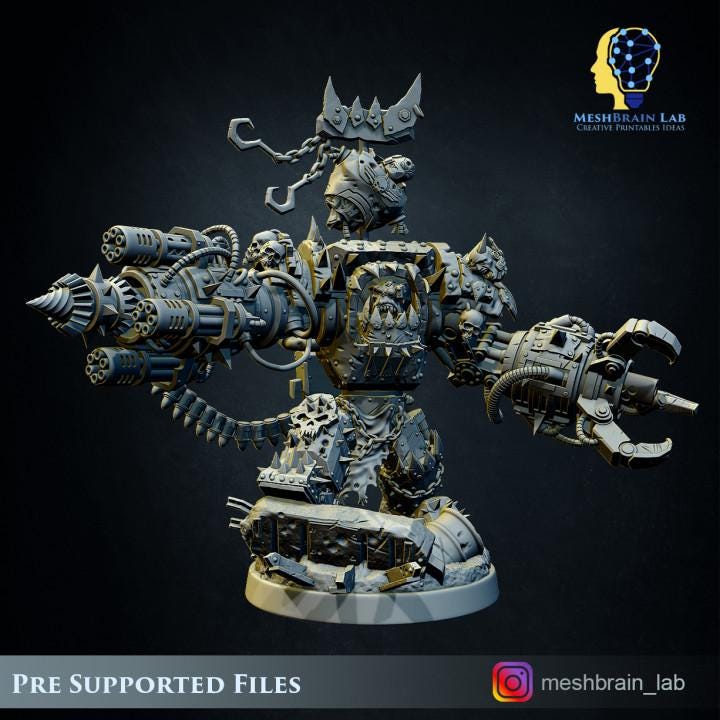 Ork Warlord Gutkan Bonesmasha | Orks | 32mm | Meshbrain Labs