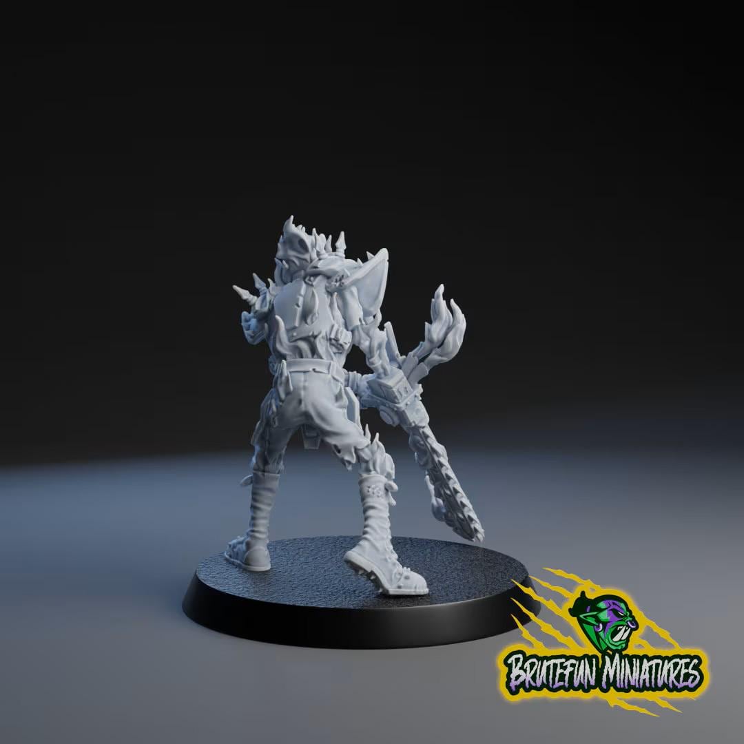 Skeleton Chainsaw Maniac Star Player | Fantasy Football | Necromantic Team | Brutefun Miniatures