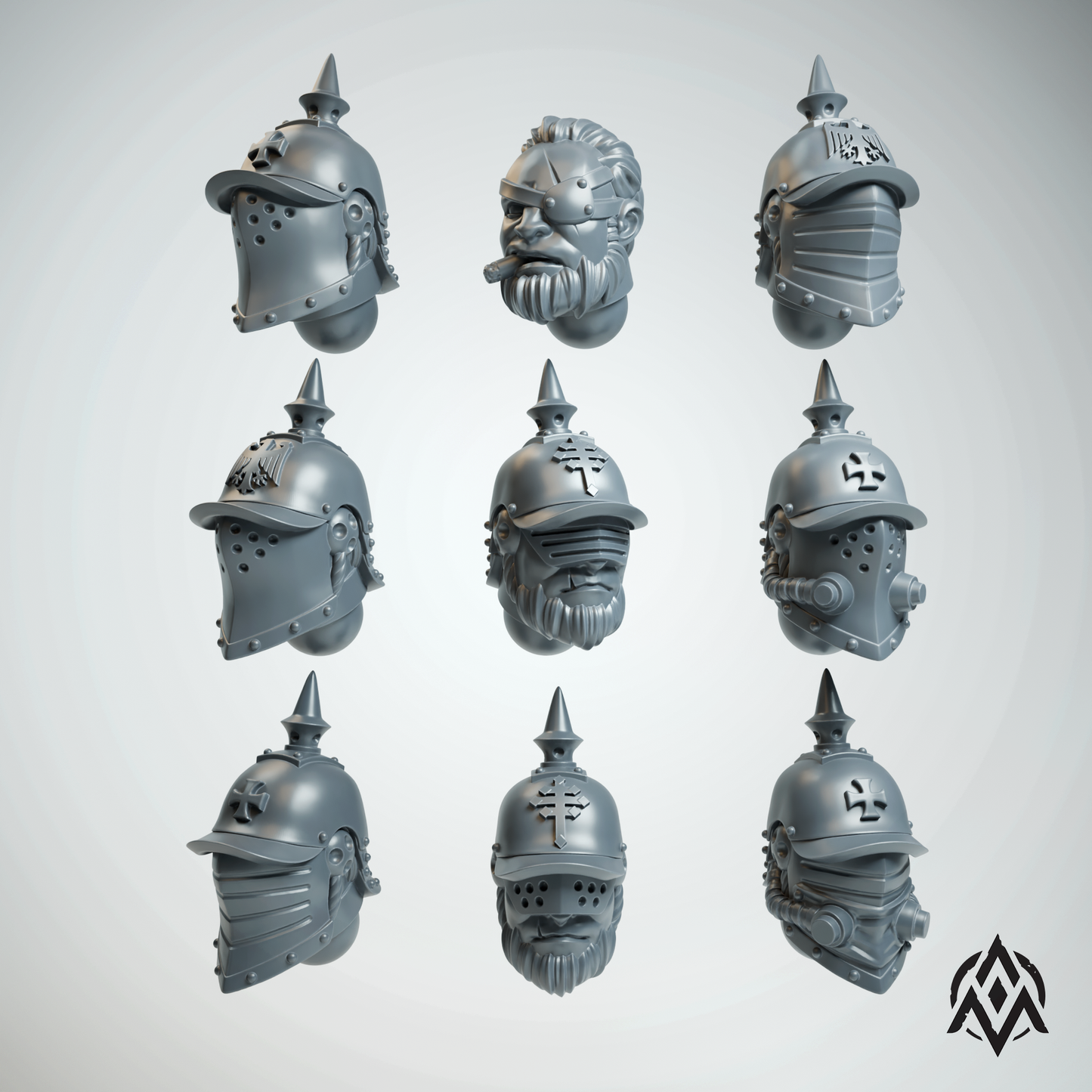 Prussian Dieselpunk Veteran Heads
