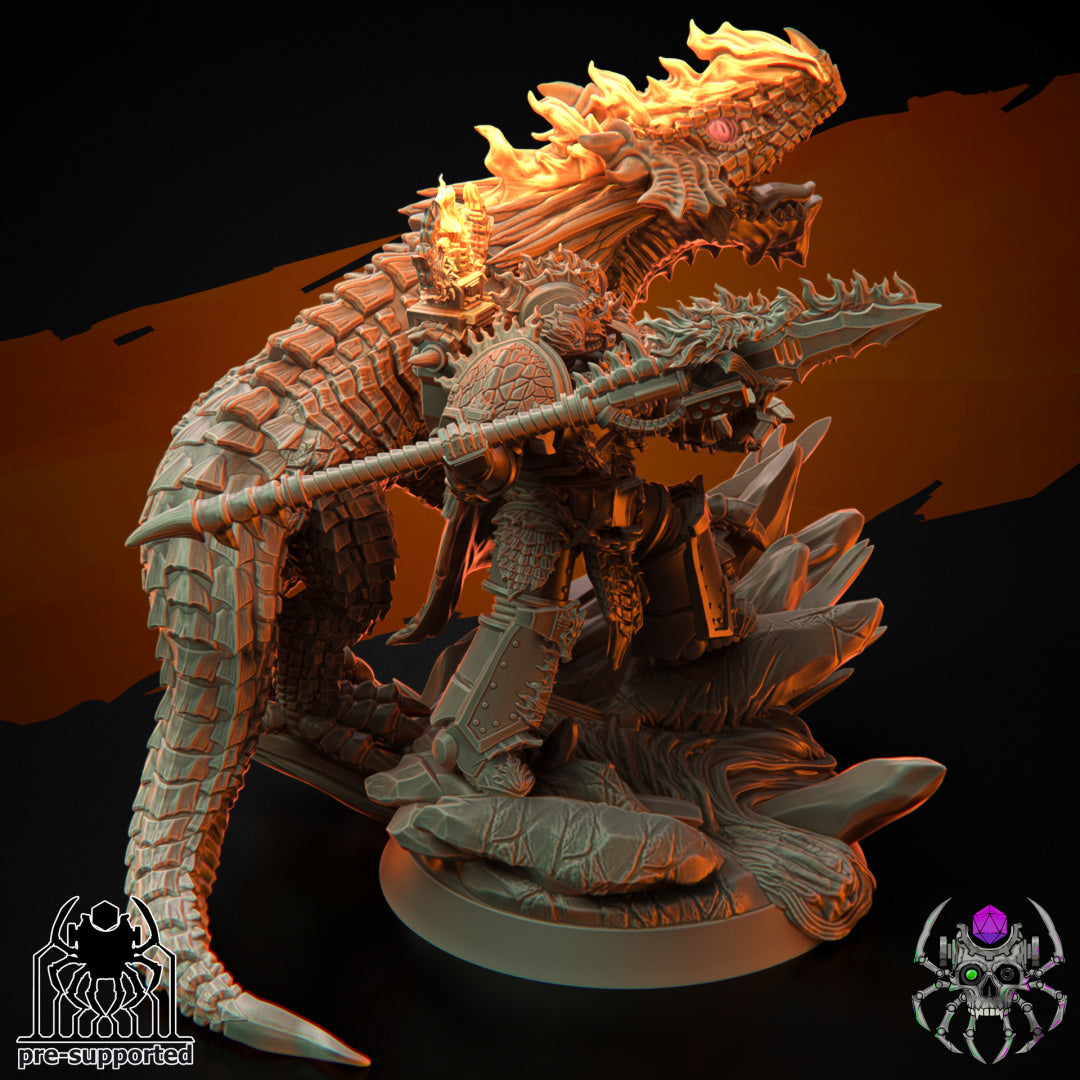 28mm Flame Lizard Relic Keeper with Dragon