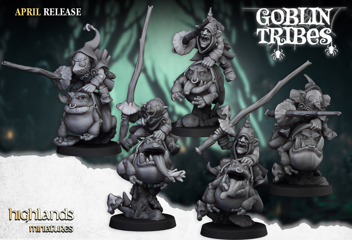 28mm Frog Riders with Stick - Swamp Goblins